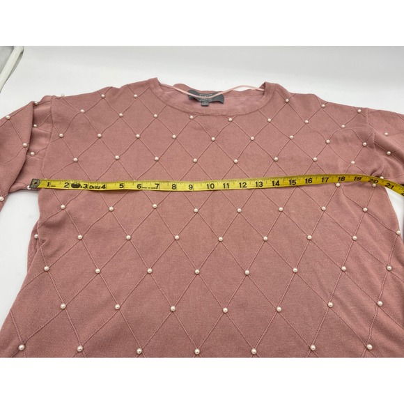 Womens Sweater pink pearls  Lng Sleeve Crew Neck Size L - Picture 6 of 9